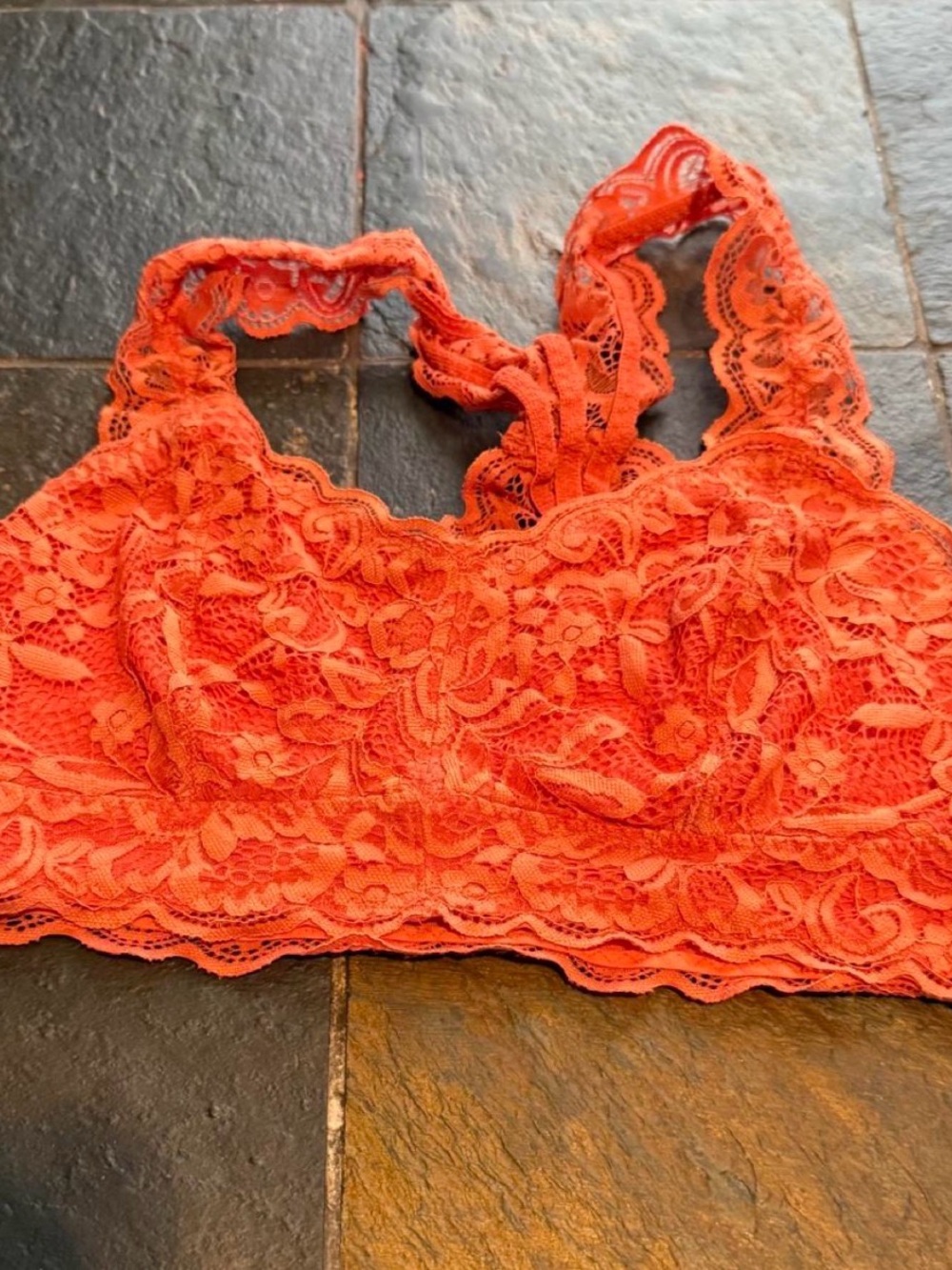 Serra Floral Lace Bralette - Bright Orange